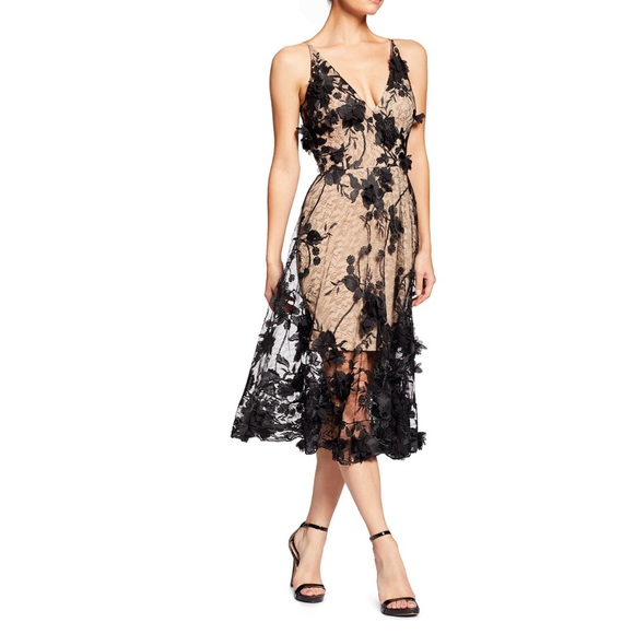 Dress the Population Women's Audrey Floral Applique Lace Mini Dress Large Black - Picture 2 of 14